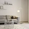 Lindby Bogenlampe Cynthia, nickelfarben, Glas, 140 cm, E27 Produktbild-Vorschau 2