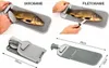 A collage of four images showing a fish preparation board being used for scaling and filleting fish, along with product shots and dimensions. Podgląd zdjęcia produktu