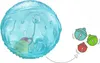 A blue sensory ball with animal figures inside and three colorful bells next to it. Produktbild-Vorschau