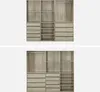 Two images of a modular wardrobe set with shelves and drawers, presented against a light gray background. Anteprima dell’immagine prodotto
