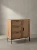 Kommode 80x82x36 cm Flurkommode Eiche-Nachbildung & Rattan, Produktbild-Vorschau 12