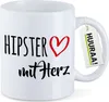 Huuraa Kaffeetasse Hipster mit Herz 330ml Weiß Keramik Produktbild-Vorschau 1