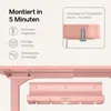Marketing image showing a pink desk organizer and installation instructions. Voir les images du produit