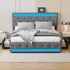 Dvoulůžková postel ProximaX 140 × 190 cm, šedé plátno, RGB Náhled obrázku produktu 3