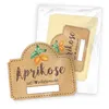 A set of decorative labels for jars, featuring apricot illustrations and text. Produktbild-Vorschau