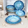Marina 12tlg Tafelservice blaue Speiseteller Suppenteller Produktbild-Vorschau 3