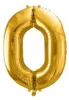 Złoty balon Karaloon z numerem 0 wykonany z folii Podgląd zdjęcia produktu 1