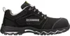 A black safety shoe with white and gray accents is shown against a white background. Produktbild-Vorschau