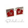 Hibiskusblüten Ohrstecker 925/- Silber matt rot Lack Produktbild-Vorschau 2
