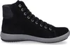 A black high-top leather boot with a gray sole and a gray fabric cuff. Anteprima dell’immagine prodotto