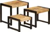 Cloris Designermöbel Satztische 3er Set Massivholz Mango Produktbild-Vorschau 1