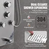 A close-up of a shower panel system with text overlays highlighting features. Anteprima dell’immagine prodotto