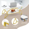 Couchtisch Marmor Gold, Kaffeetisch 2 Ablagen, Produktbild-Vorschau 5