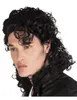 Perruque pop star pour hommes 80s bouclée noire Voir les images du produit 2