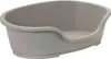 A light gray plastic pet bed with a low profile and raised sides. Produktbild-Vorschau