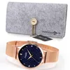 Alienwork Damen-Armbanduhr Quarz rose-gold mit Metall Mesh Produktbild-Vorschau 3