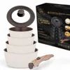 Batterie de cuisine 6 pièces avec poignées amovibles, en Voir les images du produit 7