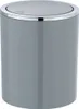 A grey cylindrical trash can with a silver lid and rim. Produktbild-Vorschau