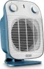 A blue and white electric fan heater is shown from a front-side angle against a white background. Produktbild-Vorschau