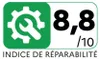 A green square with a white gear and wrench icon, next to a white rectangle with the number 8.8 and /10, with the text 'INDICE DE RÉPARABILITÉ' below. Podgląd zdjęcia produktu