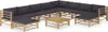 11-tlg. Garten-Lounge-Set mit Dunkelgrauen Kissen Bambus Produktbild-Vorschau 1