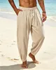 ASKSA - Pantalon ample pour hommes, en coton et lin, idéal Voir les images du produit 4