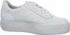 A white leather sneaker with a platform sole is shown from the side against a white background. Voir les images du produit