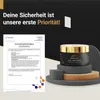 A jar of Shilajit Resin is displayed on a multi-tiered pedestal against a dark background with text and a document. Podgląd zdjęcia produktu