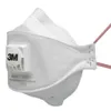 A close-up studio shot of a white 3M Aura respirator mask with a pink elastic strap. Produktbild-Vorschau