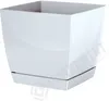 A white square planter with a matching saucer, isolated on a white background. Anteprima dell’immagine prodotto