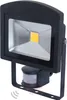 A black LED floodlight with a motion sensor attached to its bracket. Produktbild-Vorschau