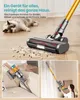 Collage of a cordless vacuum cleaner being used in different home settings. Produktbild-Vorschau