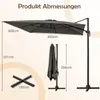 Diagram showing the dimensions of a patio umbrella and its base. Náhled obrázku produktu