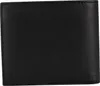 A black leather wallet is shown flat against a white background. Produktbild-Vorschau