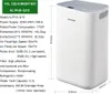 A white dehumidifier with product specifications listed next to it. Anteprima dell’immagine prodotto