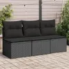 vidaXL Canapé de jardin avec coussins 3 places noir poly Voir les images du produit 2