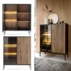 Vitrine Highboard Schrank 2-türig geriffelte und Glas Produktbild-Vorschau 6