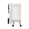 A white oil-filled radiator heater is shown from the side against a white background. Voir les images du produit