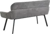 A rear view of a gray upholstered bench with black legs against a white background. Produktbild-Vorschau