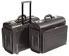 Two black leather briefcases, one with a retractable handle and wheels, are displayed against a white background. Produktbild-Vorschau