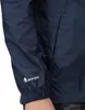 Close-up of a navy blue jacket sleeve with a logo and text. Produktbild-Vorschau