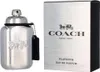 A bottle of Coach Platinum Eau de Parfum for men and its packaging are displayed on a white background. Podgląd zdjęcia produktu