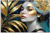 Leinwandbild Frau Botanik Glamour 60x40 Feeby Gold bild für Produktbild-Vorschau 3