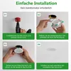 Four-panel image showing the steps for installing an LED recessed light. Náhled obrázku produktu