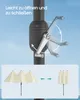 A close-up of an umbrella crank mechanism and a comparison of an open and closed umbrella. Produktbild-Vorschau