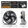 Diagrams and text illustrating the features and dimensions of a Brandson Windmaschine L fan. Anteprima dell’immagine prodotto