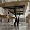 Underside view of a modern dining table and chairs in a dining room. Podgląd zdjęcia produktu