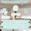 A close-up view of a mop head with descriptive text and magnified material samples, set against a blurred kitchen background. Produktbild-Vorschau