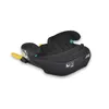 A black car booster seat with yellow Isofix connectors, shown from a diagonal angle on a white background. Produktbild-Vorschau