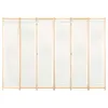 A six-panel room divider with white fabric screens and a wooden frame, presented against a white background. Anteprima dell’immagine prodotto